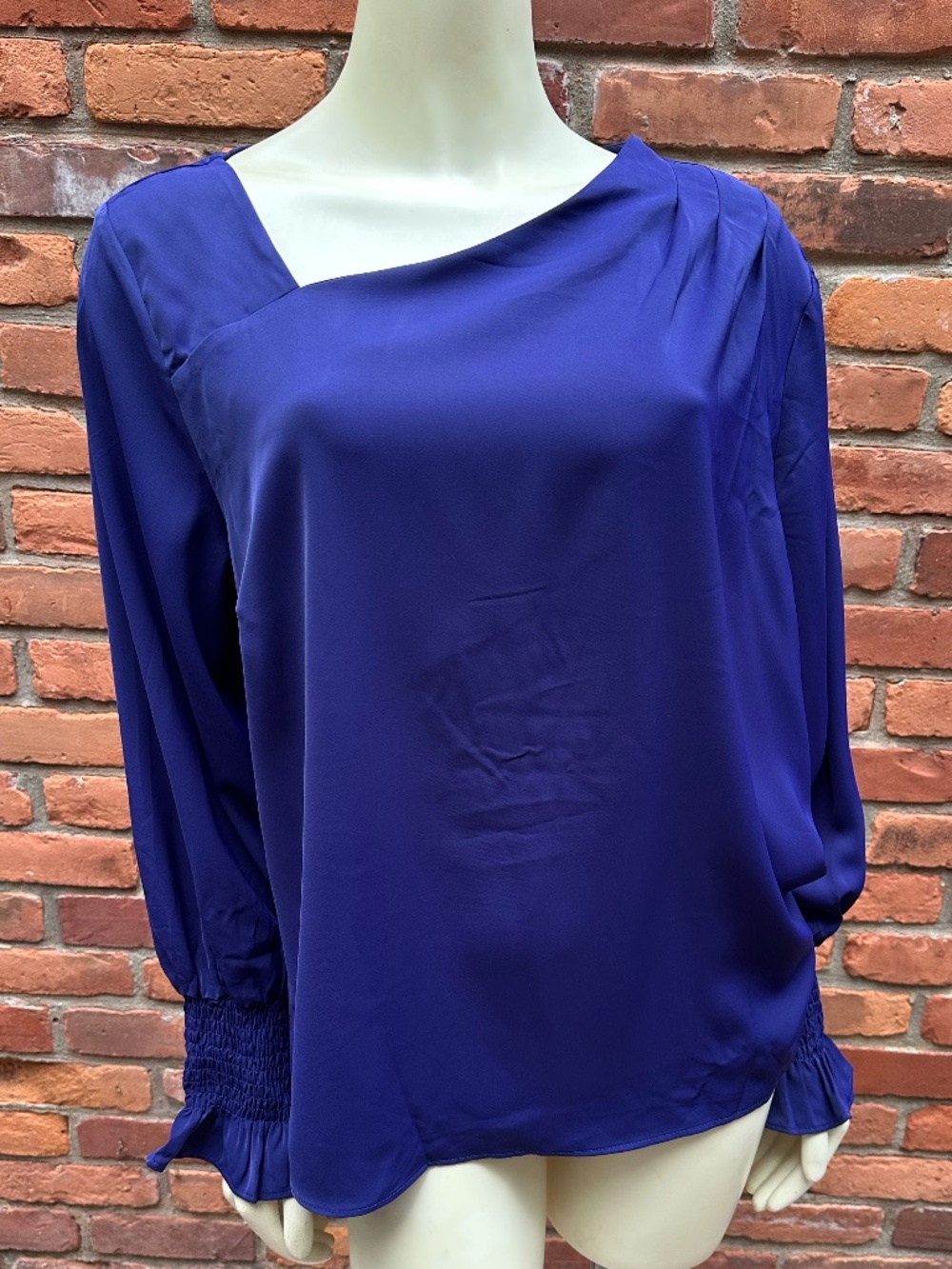 NWT Evaless Purple Asymmetrical Neck Blouse ~ XL